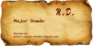 Major Domán névjegykártya